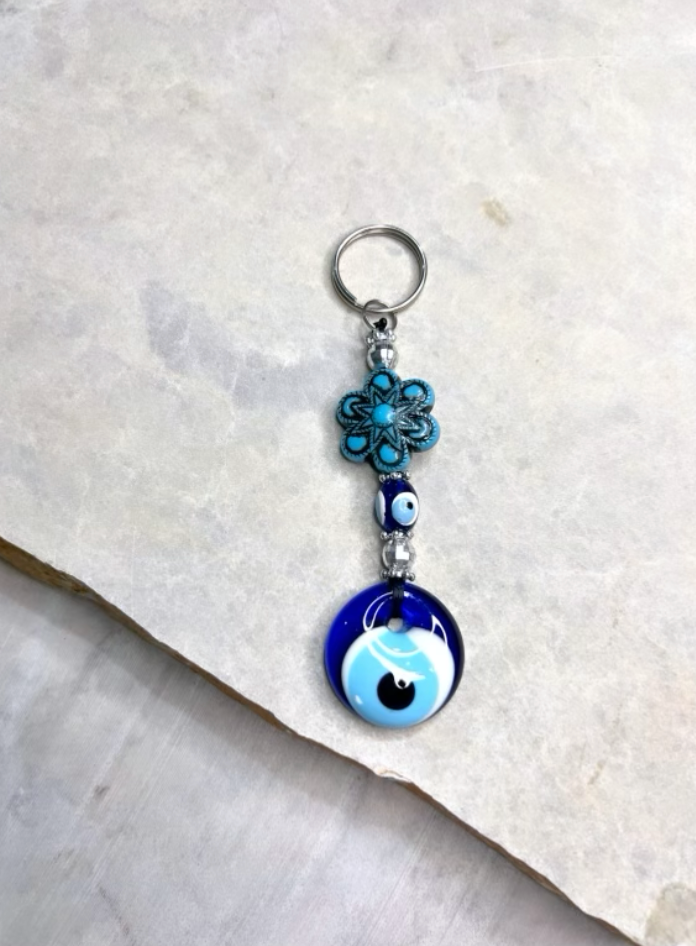 Floral Evil Eye Keyring