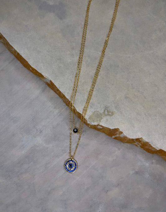Double Layered Evil Eye Necklace